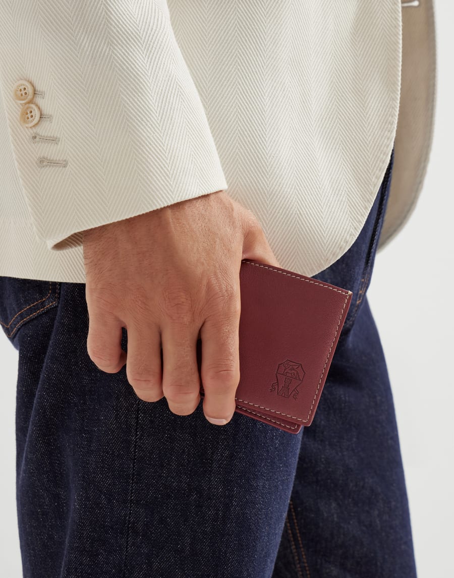 Calfskin wallet Burgundy Man - Brunello Cucinelli