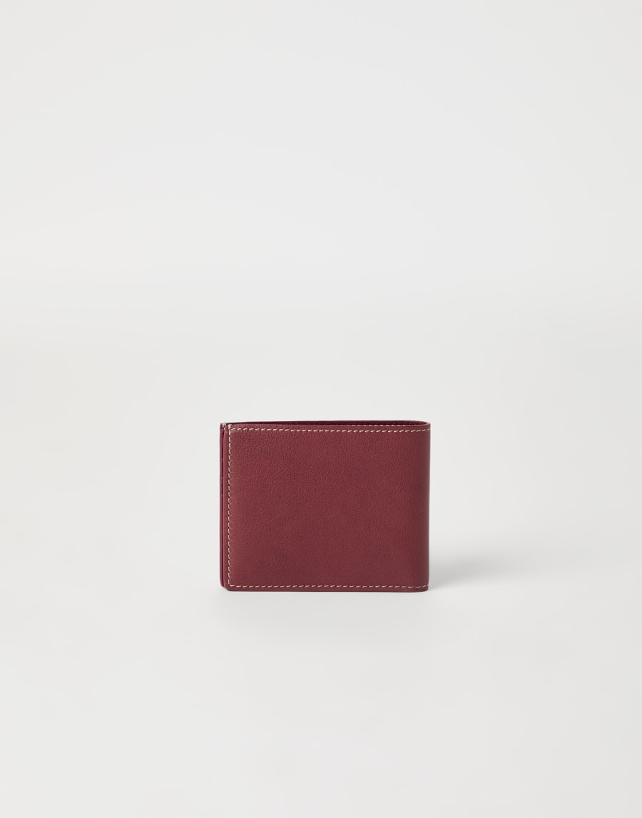 Calfskin wallet Burgundy Man - Brunello Cucinelli