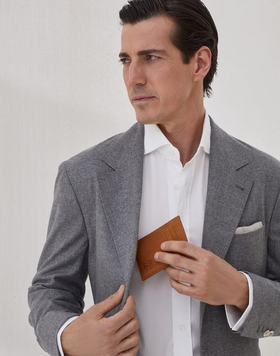 Nubuck card holder Natural Man - Brunello Cucinelli