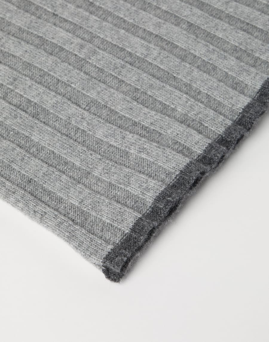 Rib knit scarf Light Grey Man - Brunello Cucinelli