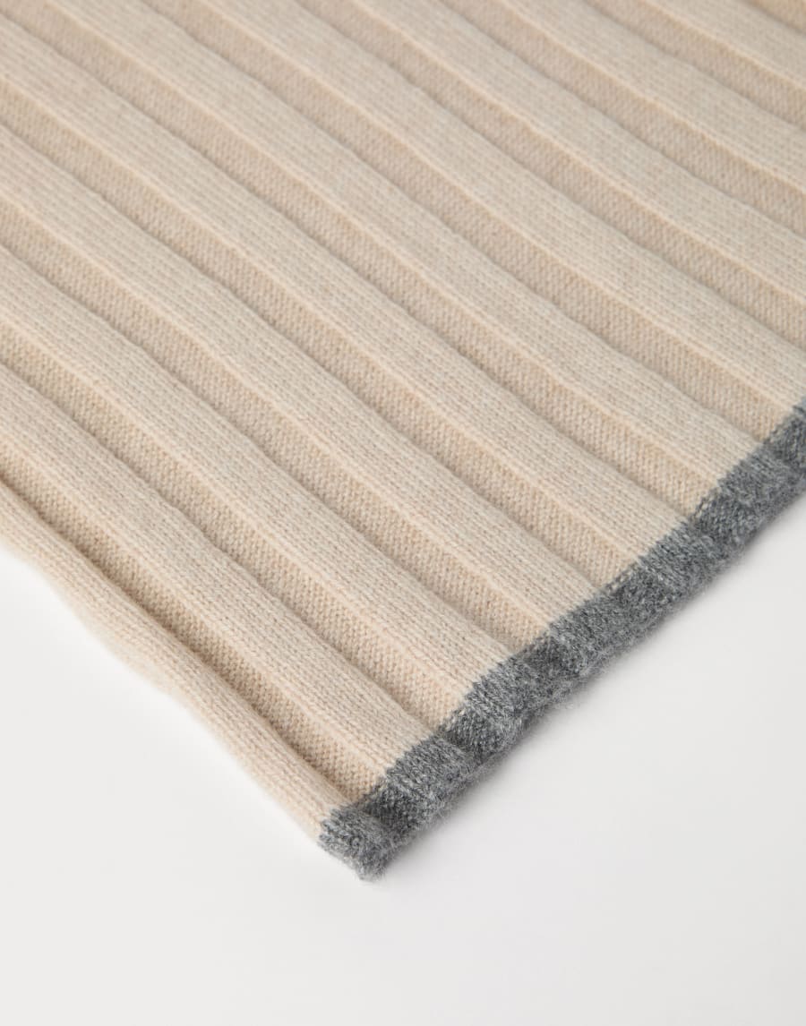 Rib knit scarf Beige Man - Brunello Cucinelli