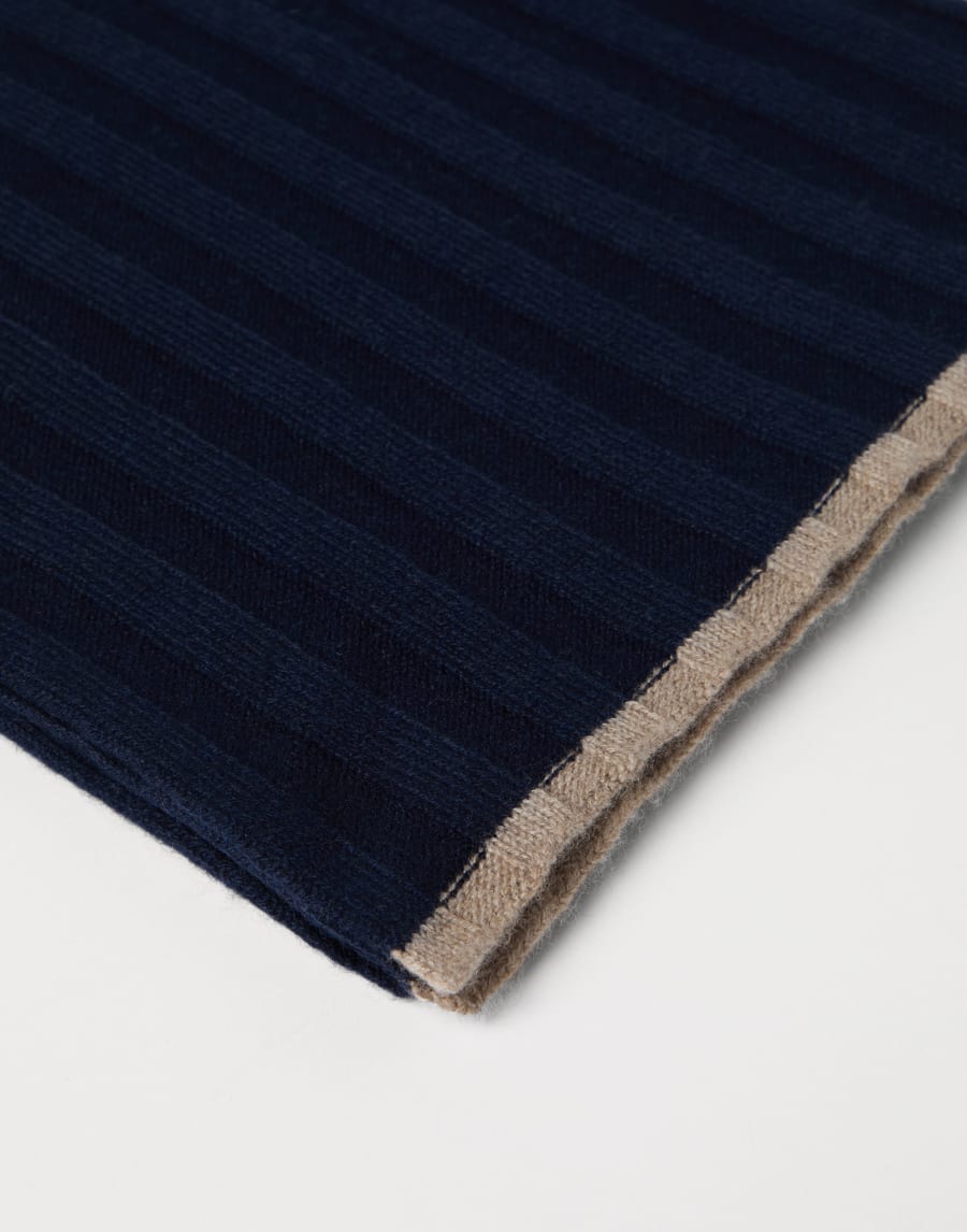Rib knit scarf Navy Blue Man - Brunello Cucinelli