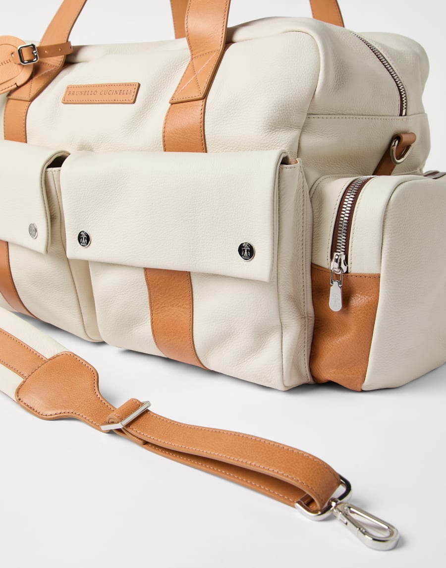 Calfskin and cowhide duffle bag Ivory Man - Brunello Cucinelli