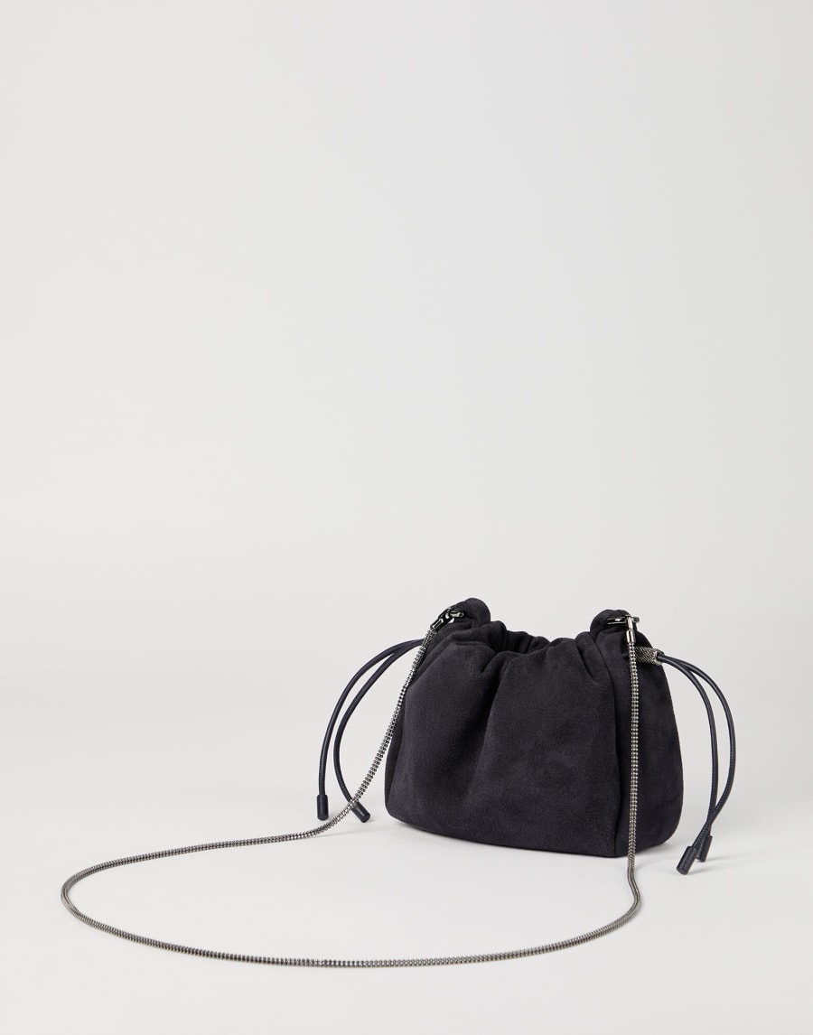 Mini sac seau Mellow en daim Nuit Femme - Brunello Cucinelli