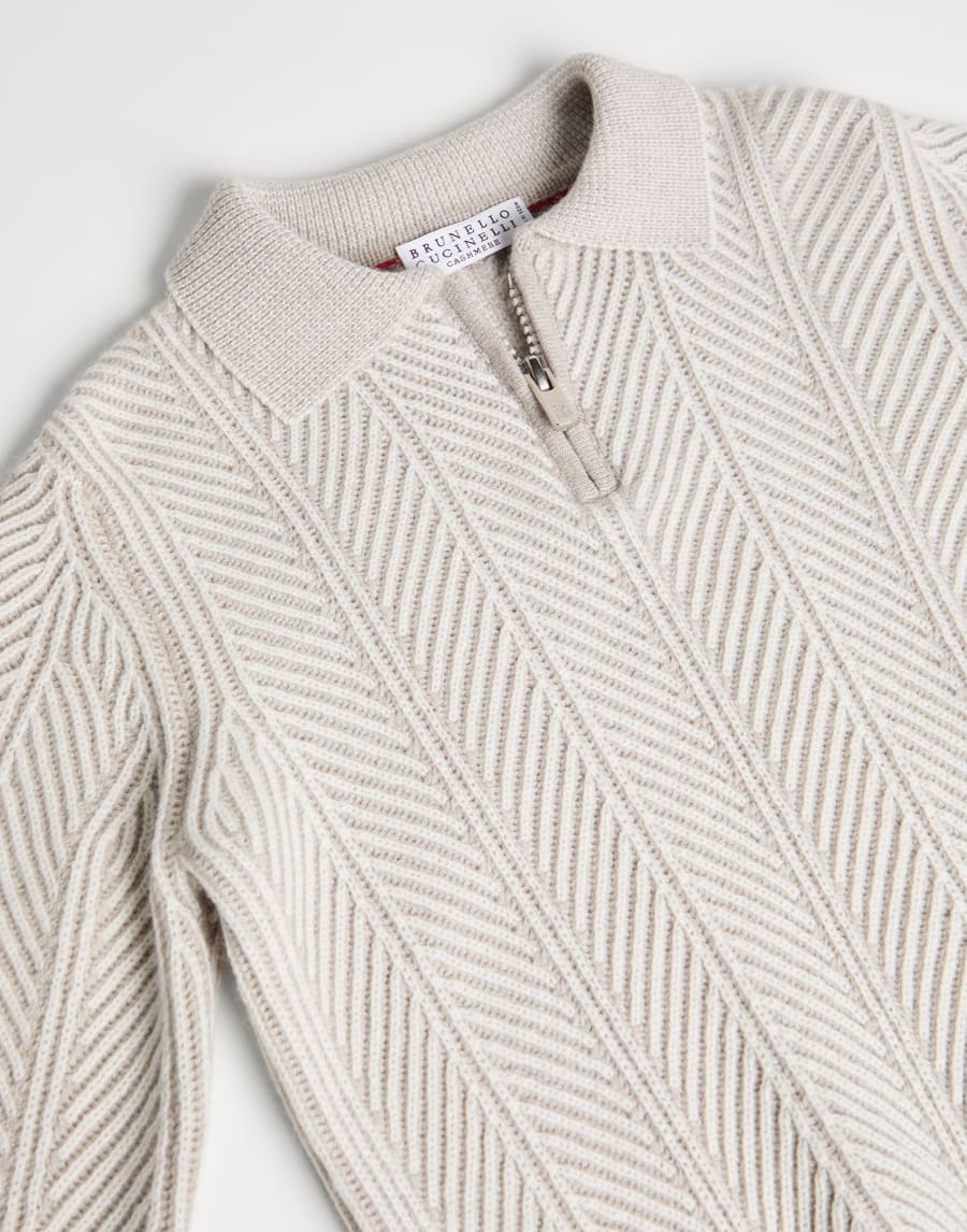 Polo vanisé avec zip Panama Garçon - Brunello Cucinelli