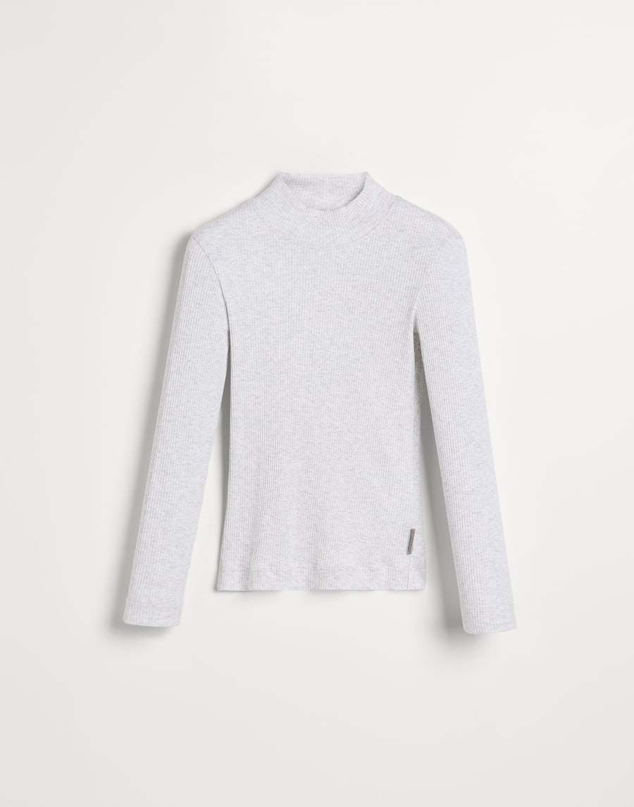 Top in jersey a costina Grigio Chiaro Bambina - Brunello Cucinelli
