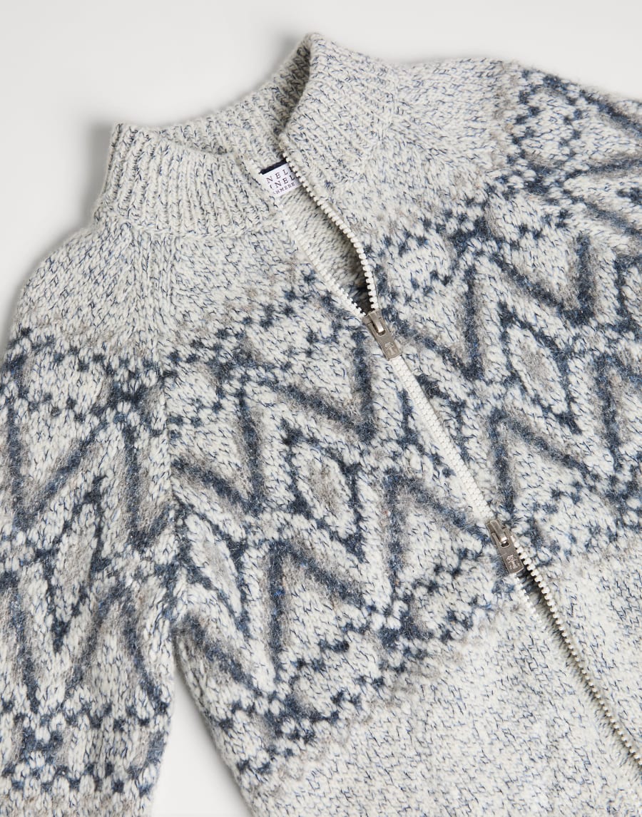 Geometric jacquard cardigan Grey Boys - Brunello Cucinelli