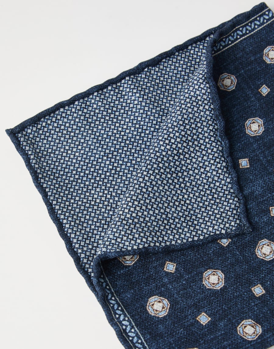 Double-face pocket square Blue Man - Brunello Cucinelli