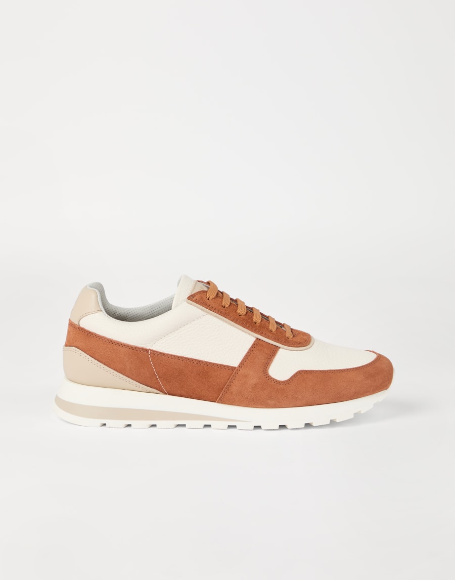 Calfskin and suede runners Brown Man - Brunello Cucinelli