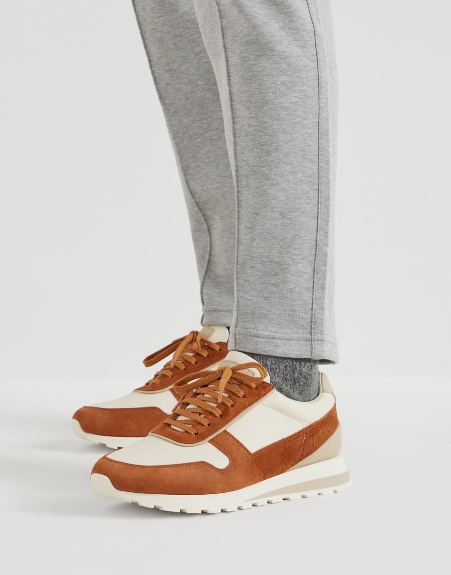 Calfskin and suede runners Brown Man - Brunello Cucinelli