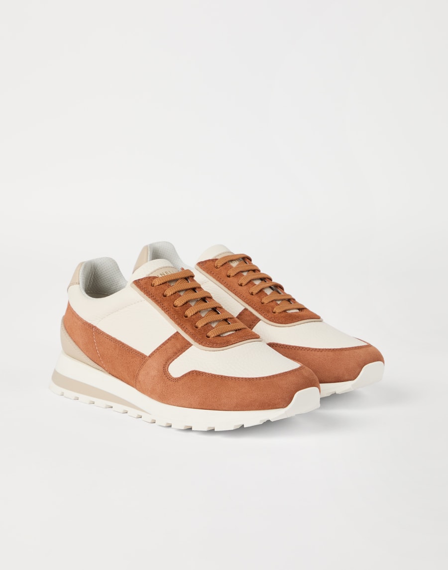 Calfskin and suede runners Brown Man - Brunello Cucinelli