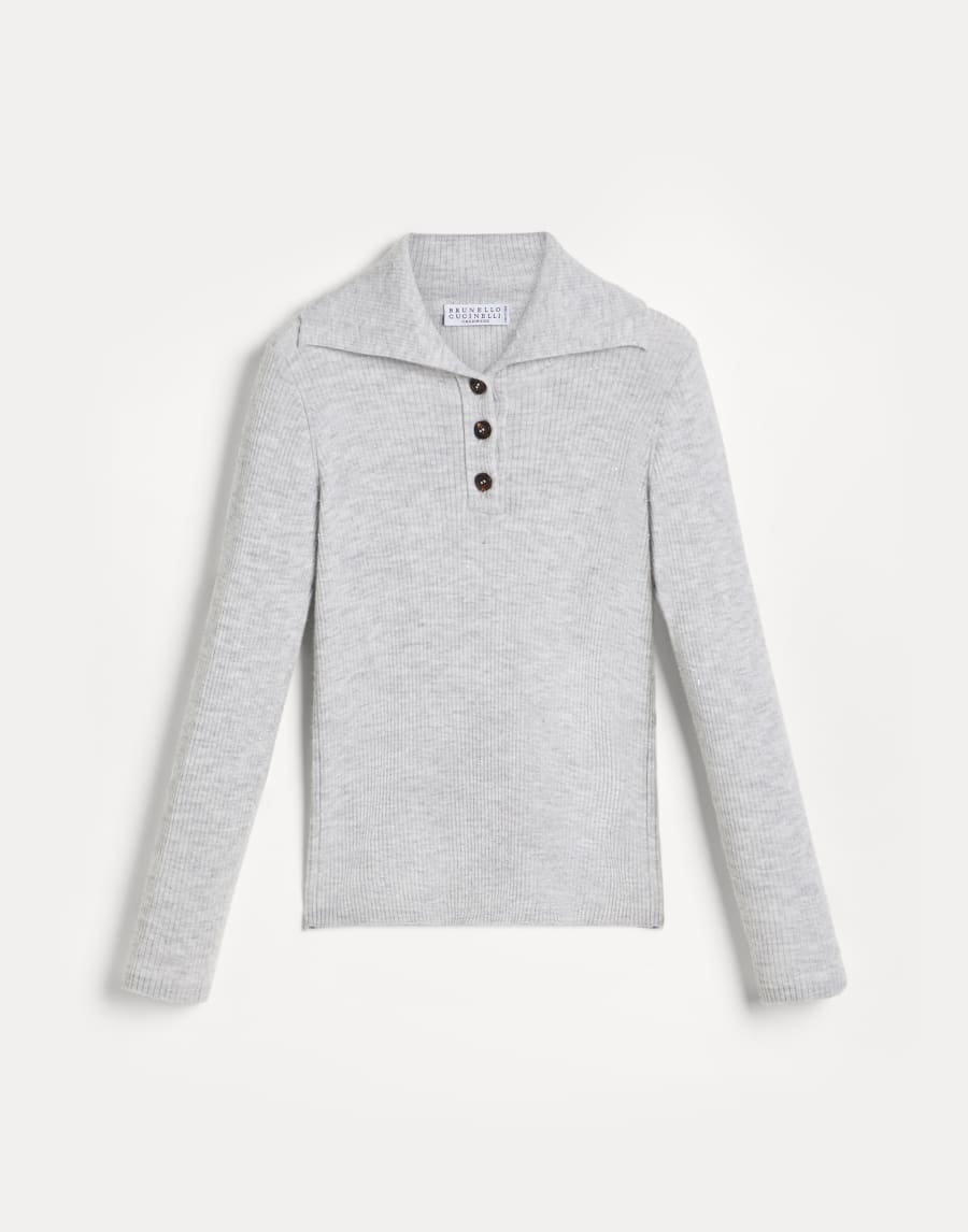 Polo in maglia leggera Grigio Bambina - Brunello Cucinelli