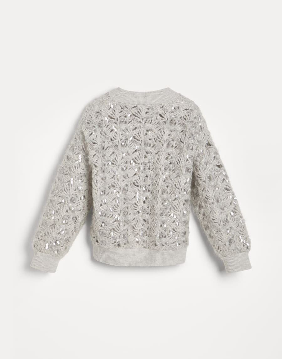 Cardigan Dazzling Fluffy Flower Embroidery Grigio Chiaro Bambina - Brunello Cucinelli