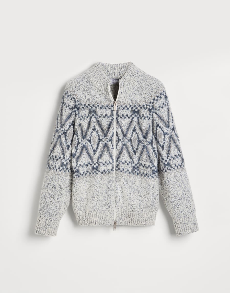 Кардиган Geometric Jacquard Серый Мальчики - Brunello Cucinelli