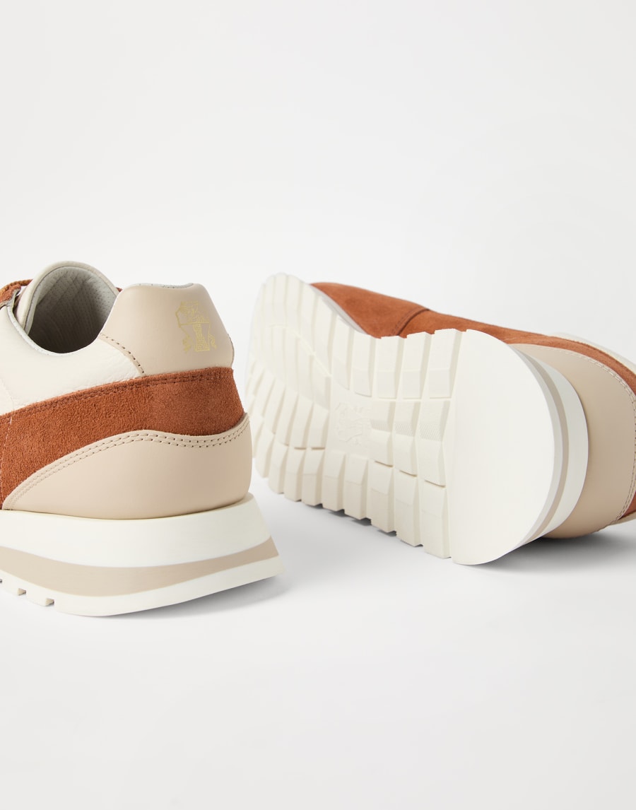 Calfskin and suede runners Brown Man - Brunello Cucinelli
