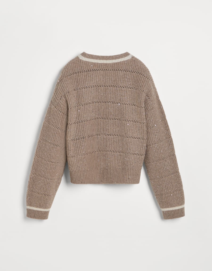 Sparkling & Dazzling cardigan with zipper Light Brown Girls - Brunello Cucinelli