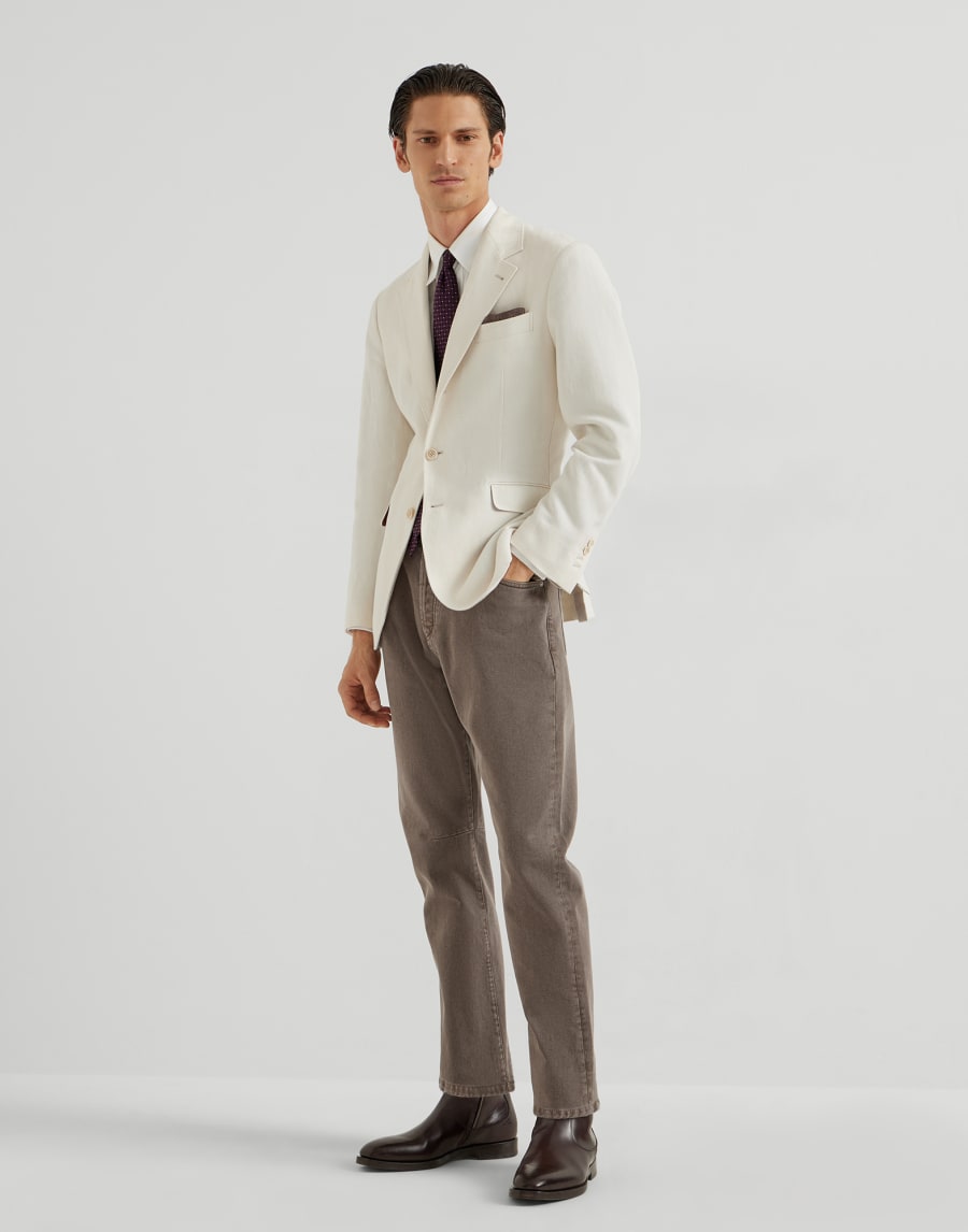 Leisure fit five-pocket trousers Dove Grey Man - Brunello Cucinelli