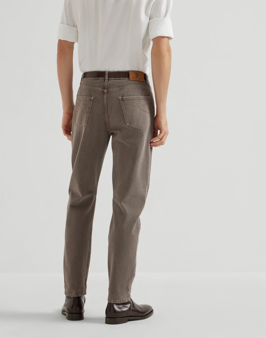 Pantalon cinq poches coupe leisure fit Tourterelle Homme - Brunello Cucinelli