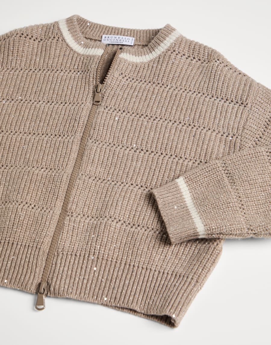 Sparkling&Dazzling-Cardigan Hellbraun Mädchen - Brunello Cucinelli