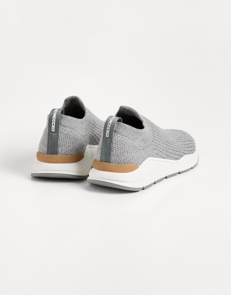 Slip-on runners with logo Grey Boys - Brunello Cucinelli