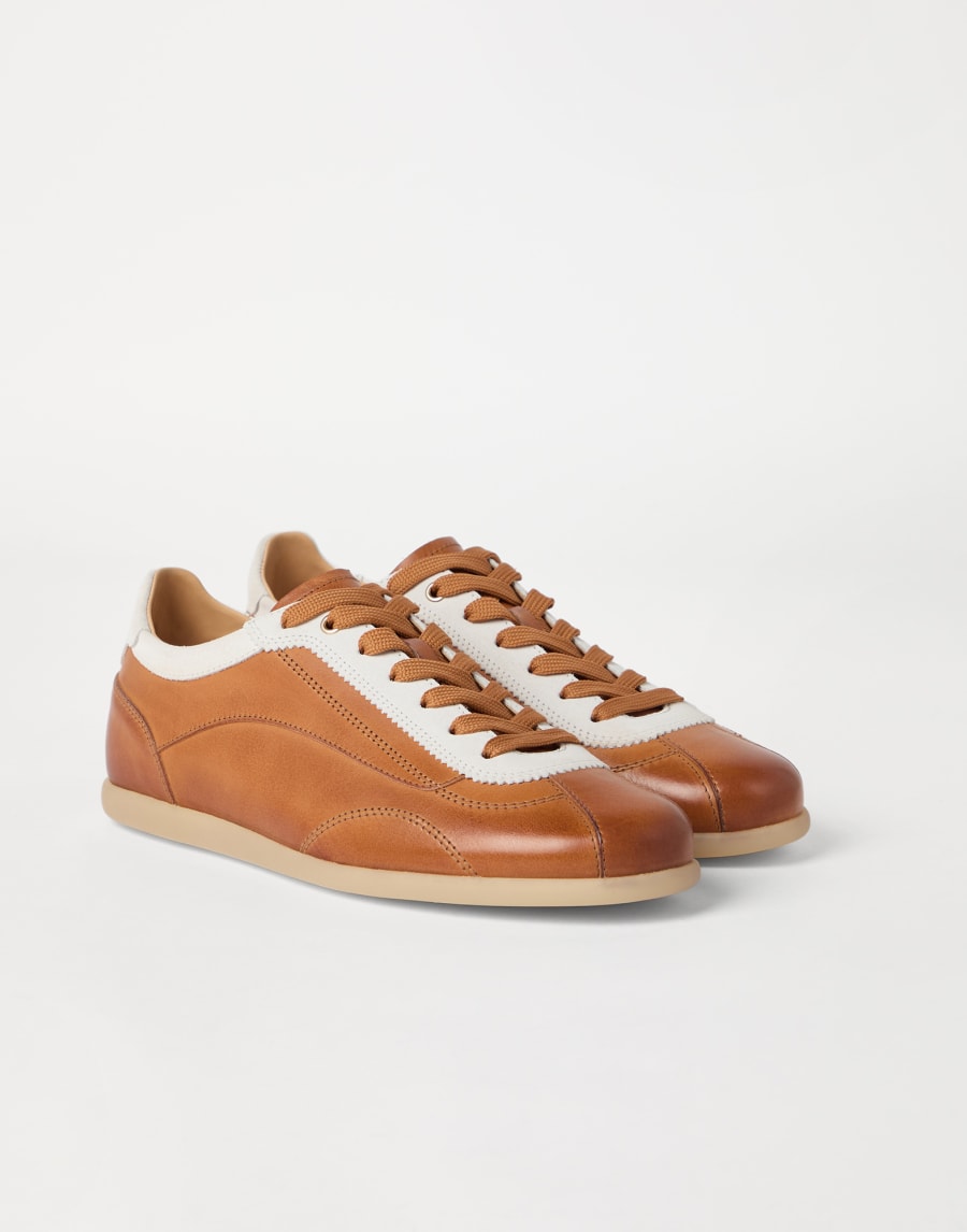 Calfskin and suede sneakers Leather Man - Brunello Cucinelli