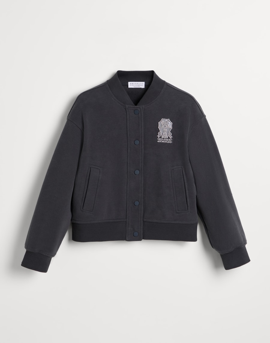 Sweat-shirt style bomber en molleton Bleu Fille - Brunello Cucinelli