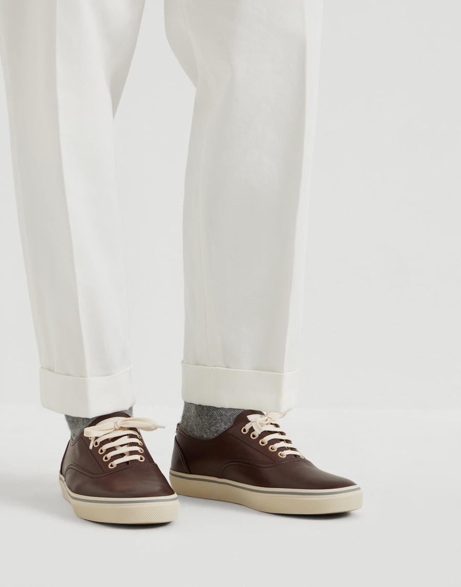 Calfskin sneakers Burgundy Man - Brunello Cucinelli
