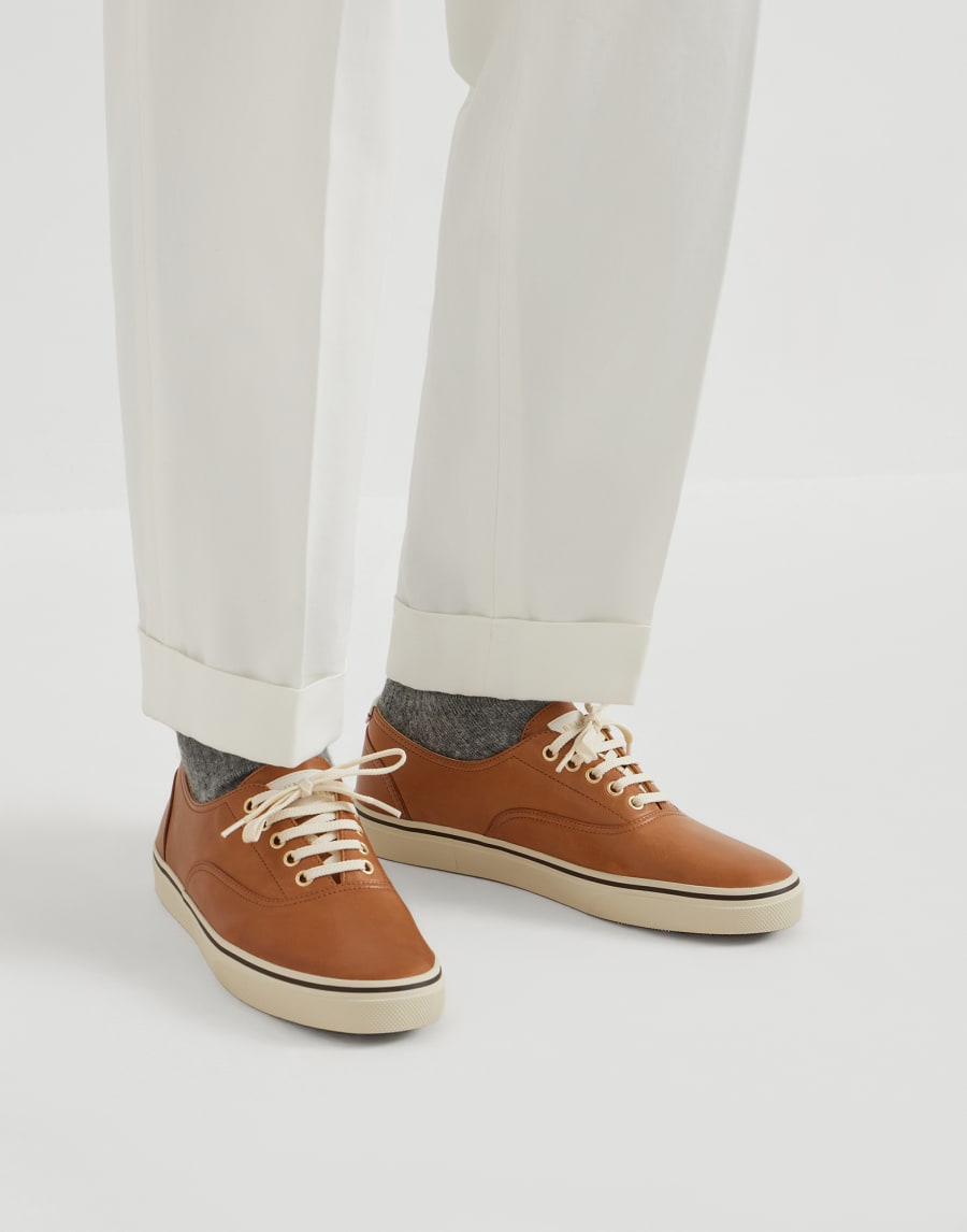Calfskin sneakers Brown Man - Brunello Cucinelli