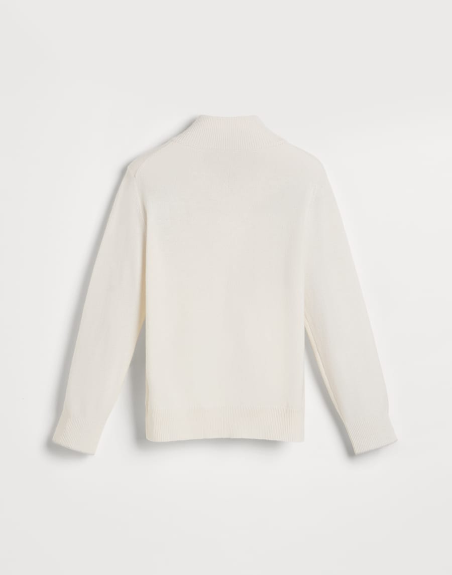 Cashmere cardigan with zipper and logo Panama Boys - Brunello Cucinelli