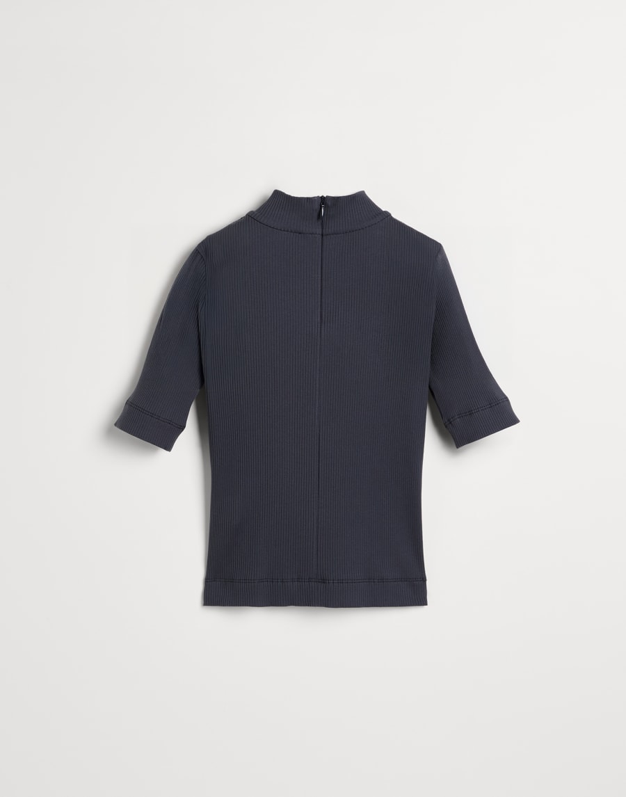T-shirt with dazzling stripe embroidery Blue Girls - Brunello Cucinelli