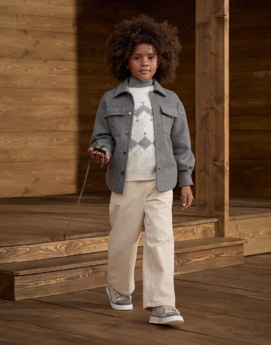 Top con Sparkling Seams Gris Medio Niña - Brunello Cucinelli