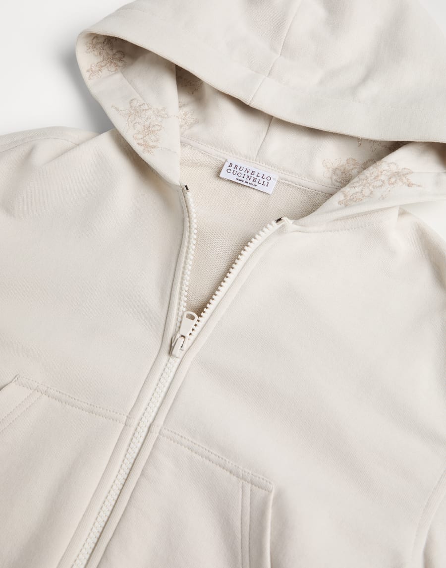 Толстовка со сверкающей цветочной вышивкой Белый с Сероватым Оттенком Девочки - Brunello Cucinelli