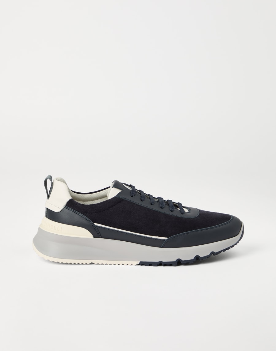 Suede and calfskin runners Blue Man - Brunello Cucinelli