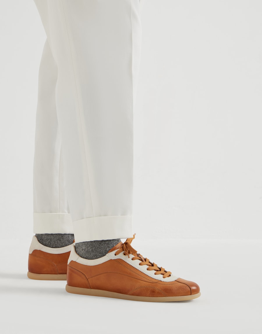 Calfskin and suede sneakers Leather Man - Brunello Cucinelli