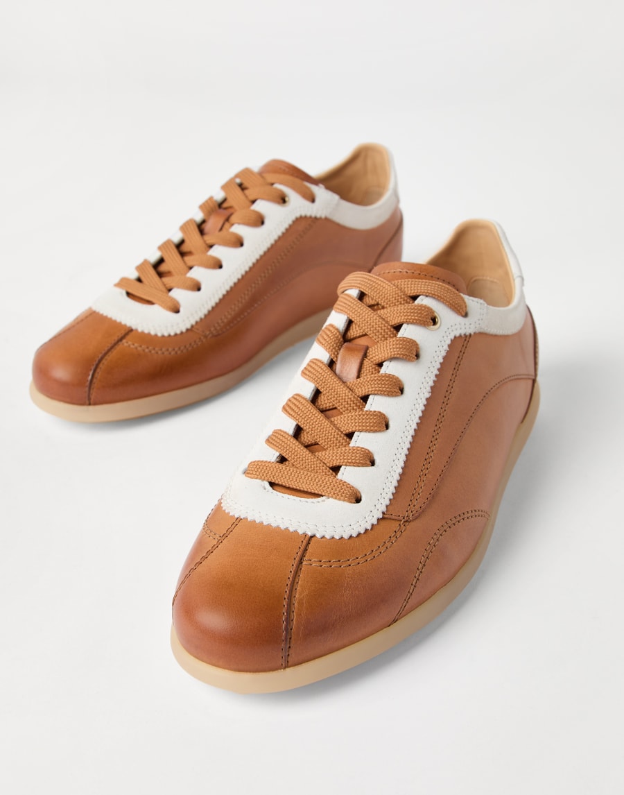 Calfskin and suede sneakers Leather Man - Brunello Cucinelli