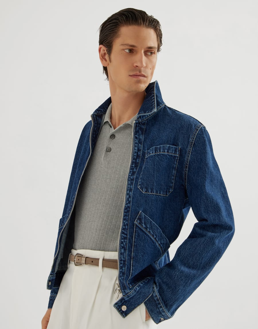 Rib knit polo Grey Man - Brunello Cucinelli