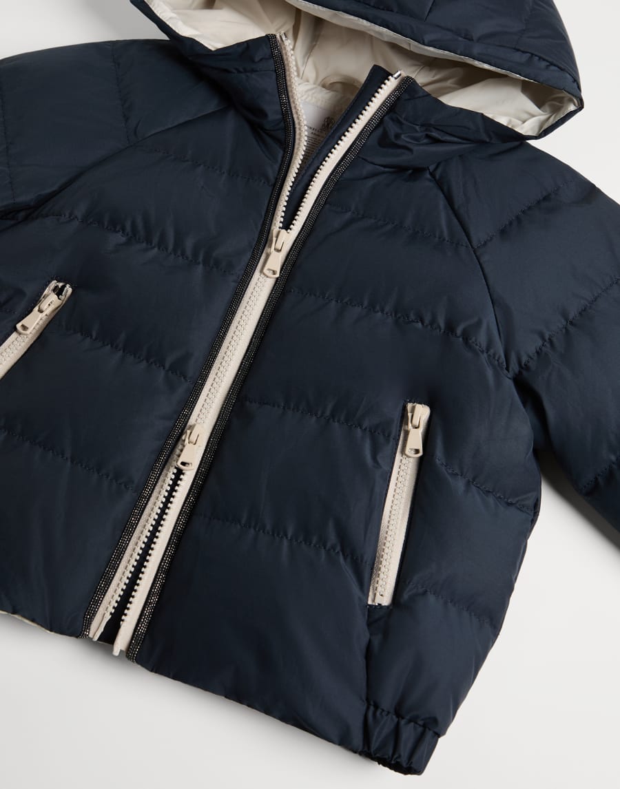 Water-resistant taffeta down jacket Blue Girls - Brunello Cucinelli