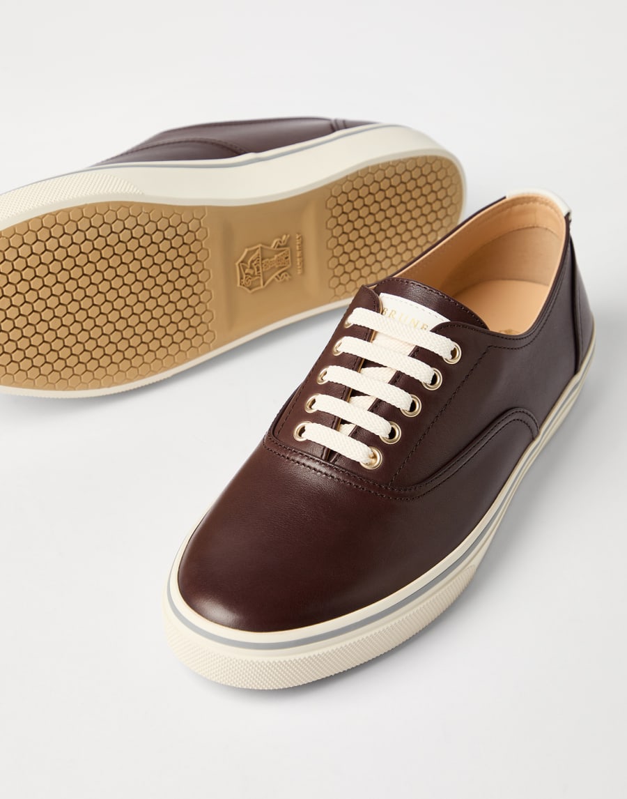 Calfskin sneakers Burgundy Man - Brunello Cucinelli