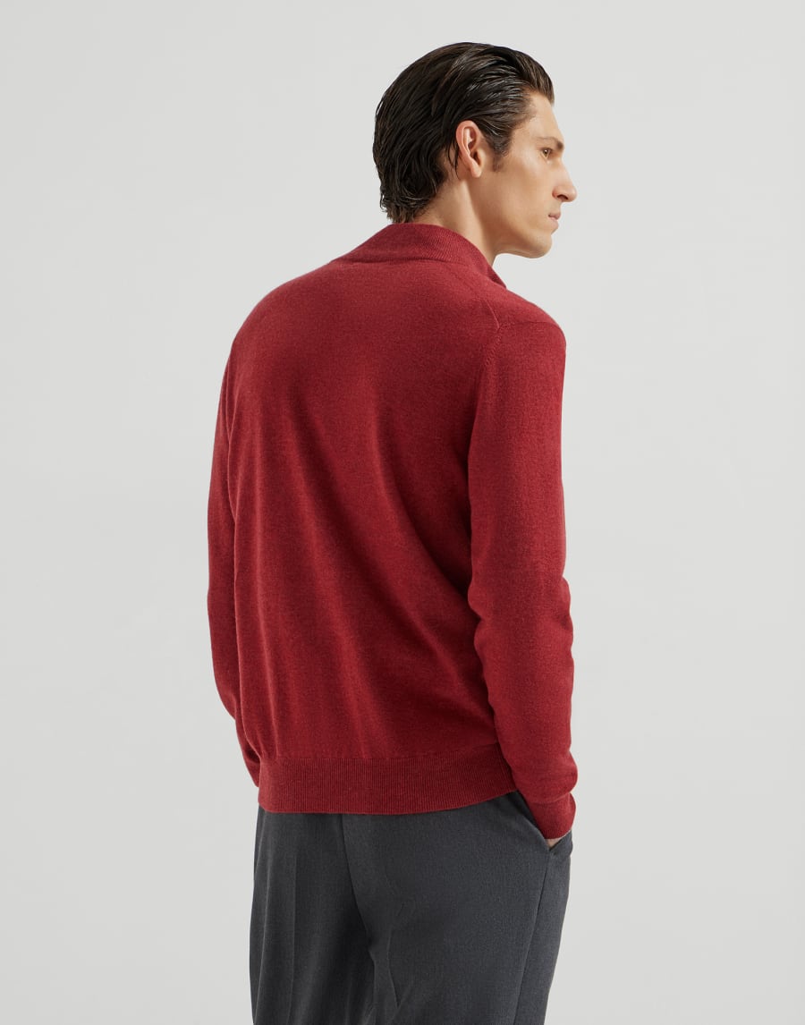 Zip-front cardigan Purple-Red Man - Brunello Cucinelli