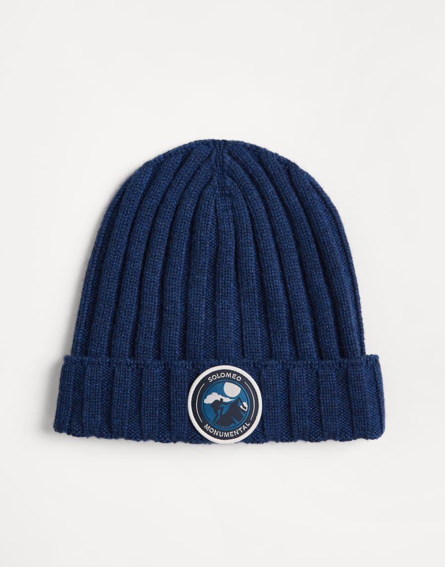 Gorro papalina de punto acanalado Azul Niño - Brunello Cucinelli