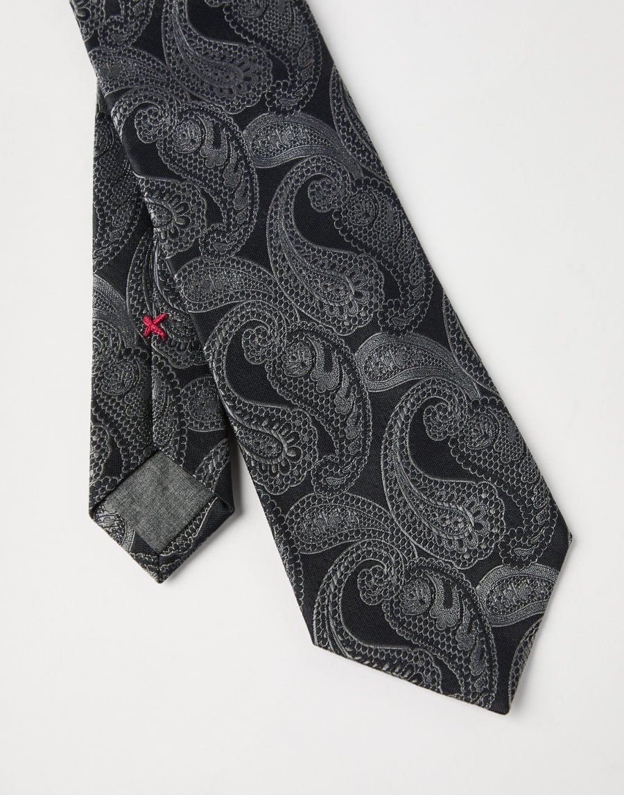 Paisley silk tie Dark Grey Man - Brunello Cucinelli