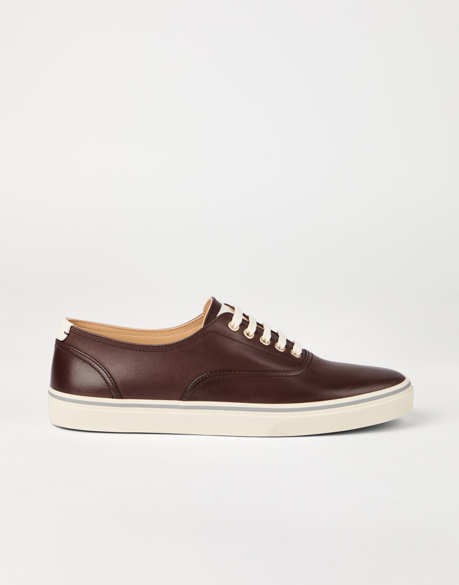 Calfskin sneakers Burgundy Man - Brunello Cucinelli