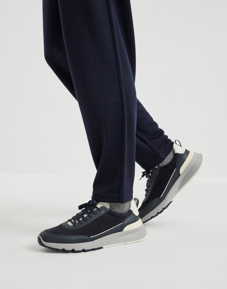 Suede and calfskin runners Blue Man - Brunello Cucinelli