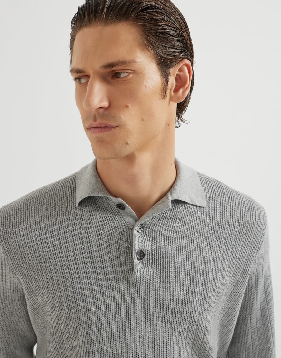 Rib knit polo Grey Man - Brunello Cucinelli