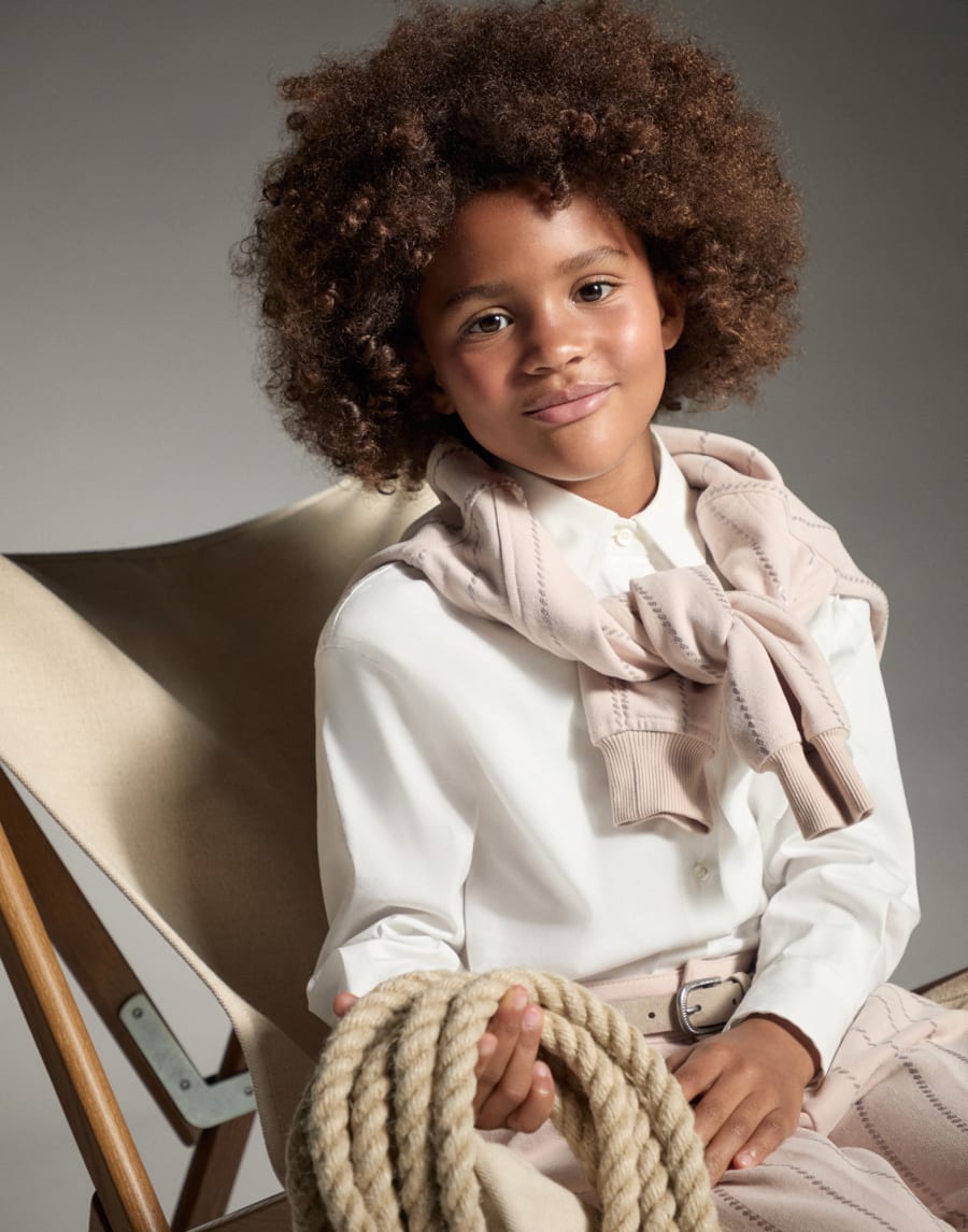 Smooth cotton French terry sweatshirt Pink Girls - Brunello Cucinelli