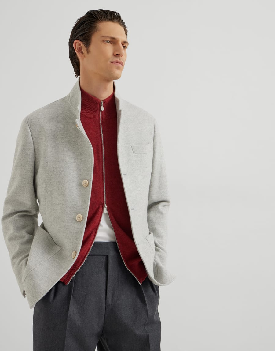 Zip-front cardigan Purple-Red Man - Brunello Cucinelli