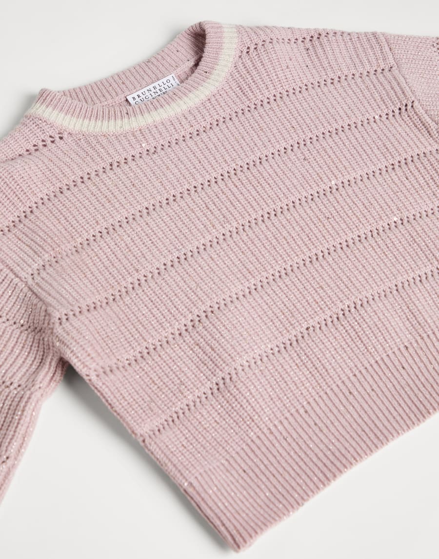 Textured half English rib sweater Pink Girls - Brunello Cucinelli