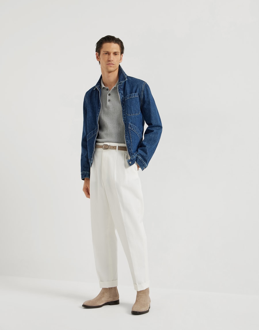 Rib knit polo Grey Man - Brunello Cucinelli