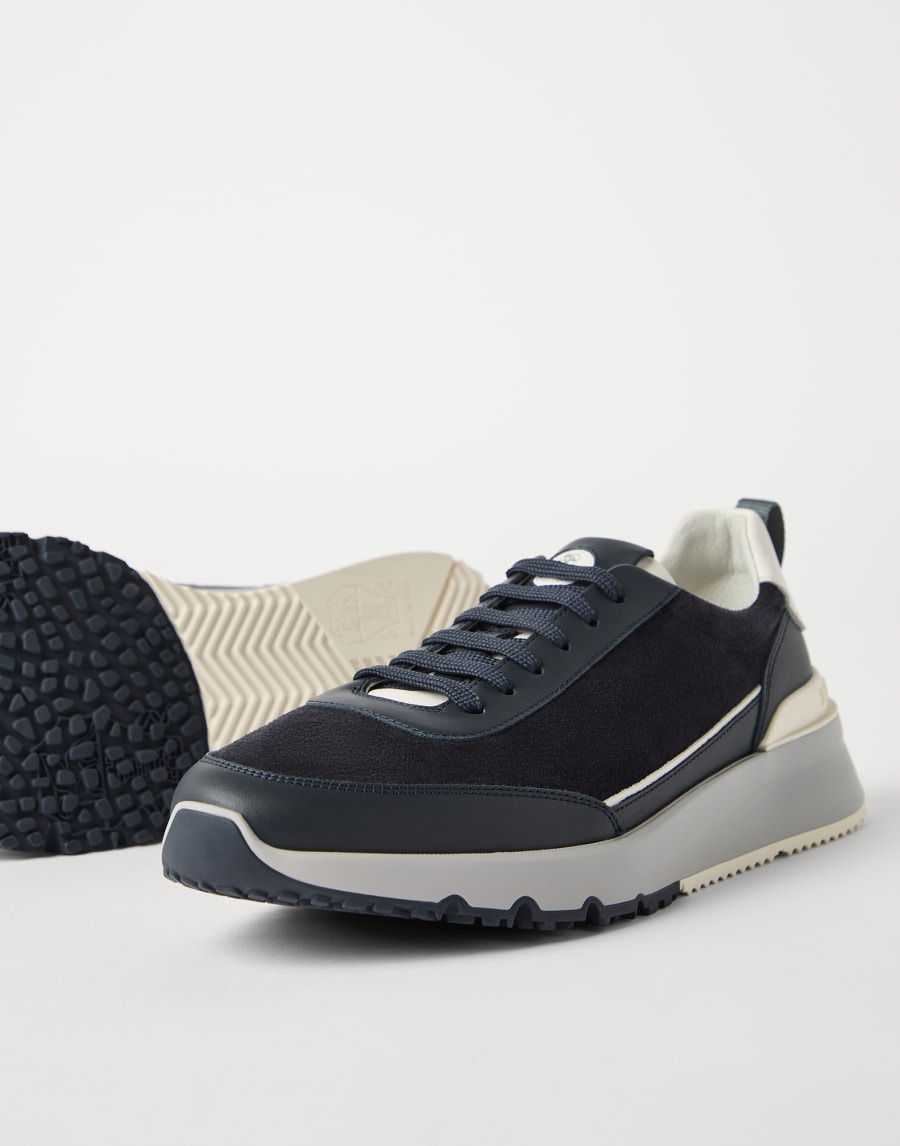 Suede and calfskin runners Blue Man - Brunello Cucinelli
