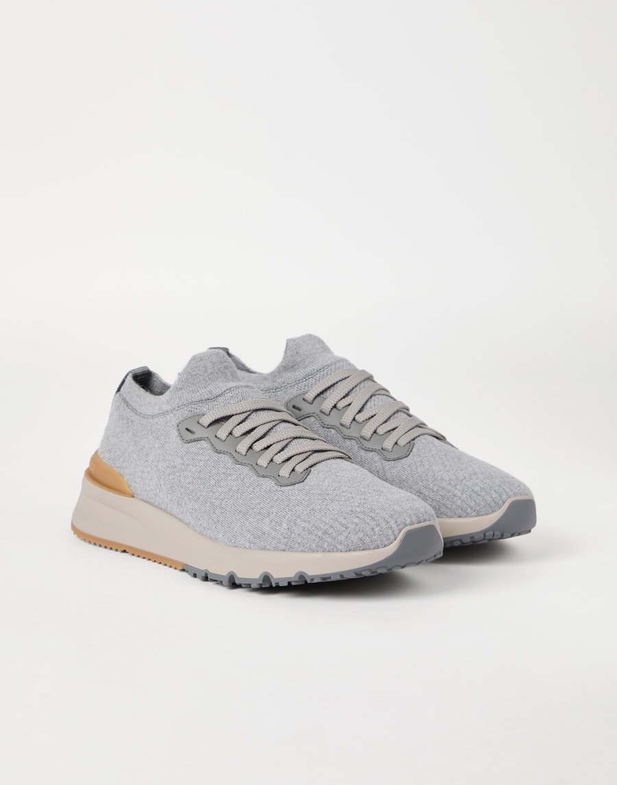 针织织物运动鞋 浅灰 男款 - Brunello Cucinelli